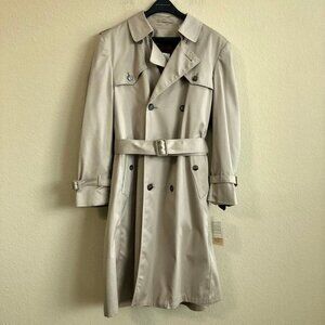 Vintage Trench Coat Beige Belt Lined London Towne Long Rain Jacket  Classic NWT